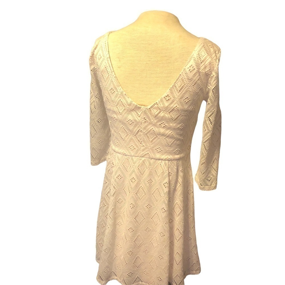 Lily Rose Bateau Neck Low-Back Dress Fit & Flared Ivory Lace Over Cream Size Sm - Picture 3 of 9